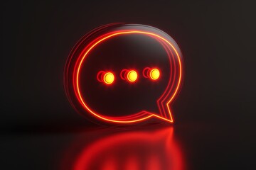 Aufkleber - a red light is shining on a speech bubble, speech bubble with 3D text for messaging