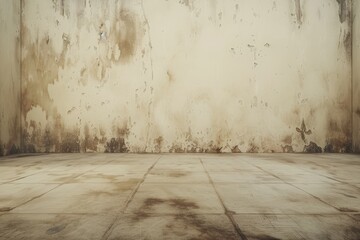 Leinwandbilder - a room with a white wall and a blue floor, stark and unadorned beige backdrop that does not contain any patterns or marks