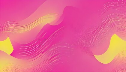 Wall Mural - Abstract digital art with flowing, wavy lines in shades of pink and yellow. The lines create a dynamic and energetic effect.