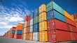 © Sunijsa - A large stack of containers, some of which are blue and some are red