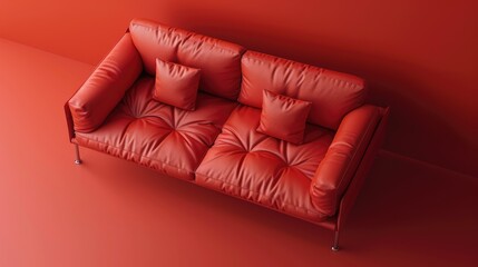 Canvas Print - red leather sofa