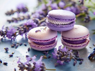 Sticker - macaroons on a wooden table