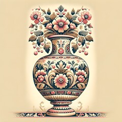 Wall Mural - Flower vase, vintage retro, luxury, illustration