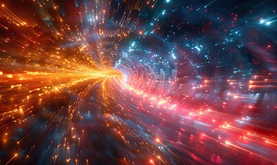Wall Mural - dynamic light trails create an impression of high-speed movement and vibrant energy in a futuristic 