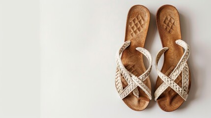 elegant sandals with intricate straps, isolated on a white background, perfect for marketing use wit