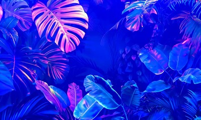 Wall Mural - Tropical Neon Leaves