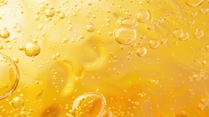 Poster - A collection of bubbles floating on the surface, with a yellow background