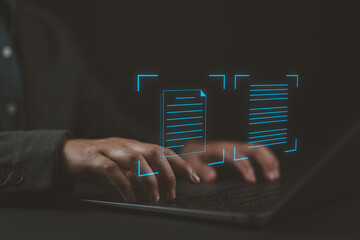 Aufkleber - Digital text document file, document management concept, database with information