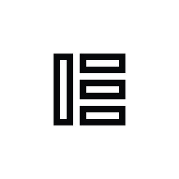 Letter E squares, outlines geometric symbol simple logo vector