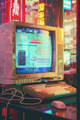 Poster - A computer monitor sitting on a desk