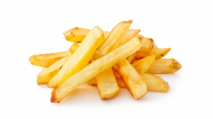 Wall Mural - A pile of french fries on a white background