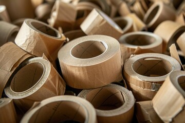 Poster - A pile of rolls of tape stacked on top of each other, often used for organization or storage