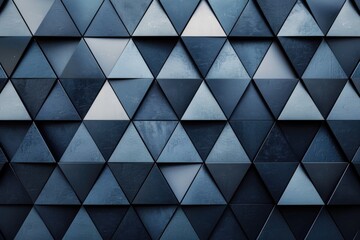 Poster - A vibrant blue triangle mosaic wall design