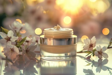 Poster - A jar of cream sits atop a table, awaiting use