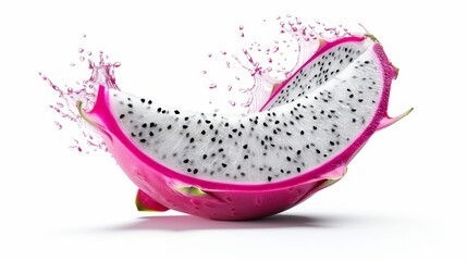 Wall Mural - A slice of a red dragon fruit with black seeds