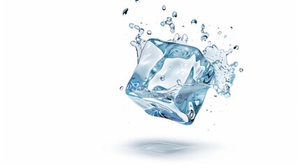 Poster - A cube of ice is floating in a pool of water