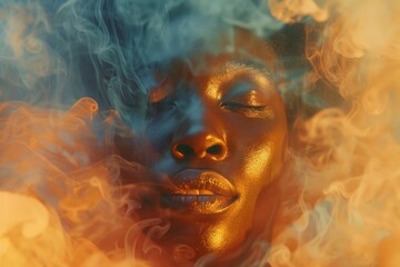 Poster - A close-up shot of someone surrounded by smoke