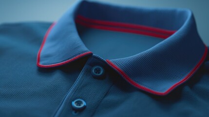 Aufkleber - Close-up shot of a blue shirt with distinctive red trim detail