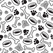 © ano - Dog Bone vector dog paw doodle Seamless pattern. Packaging paper design, pet food accessories package.