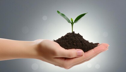 A tender plant seedling and baby plants on hand beautifully isolated on white background, showcasing their fresh, green growth and natural elegance. Perfect for nature lovers and gardening enthusiasts