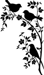 Wall Mural - Bird on branch silhouette