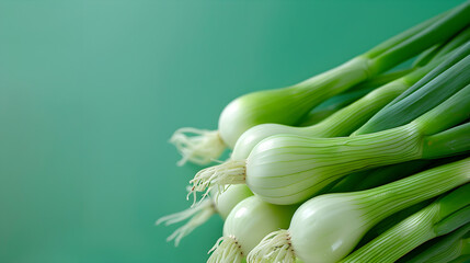 Poster - fresh leek on isolated background, top view