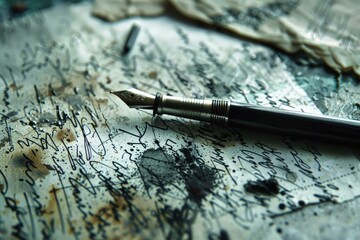 Poster - A fountain pen sits on top of a blank piece of paper, ready for writing