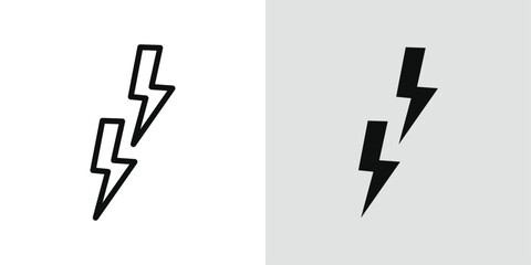 Wall Mural - Lightning icon Black line art vector logo set