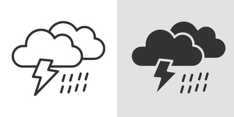 Wall Mural - Thunderstorm icon Black line art vector logo set