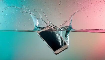 A smartphone accidentally dropped in water, showcasing the immediate aftermath and steps for rescue and repair. Perfect for tech enthusiasts and those looking for practical solutions to common mishaps