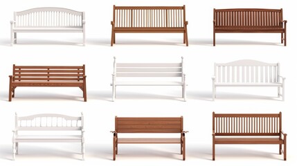 Poster - A collection of wooden benches with different designs and sizes