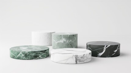 Wall Mural - A collection of five marble-like objects, each with a different color and design