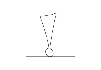 Poster - continuous one line drawing of exclamation mark vector illustration