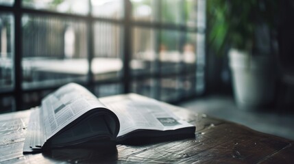 Aufkleber - A book sits atop a wooden table, perfect for reading and learning