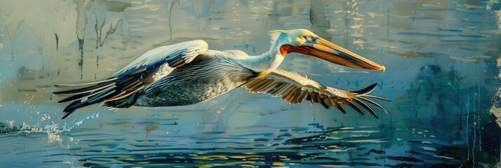 Sticker - Pelican gracefully gliding to shore