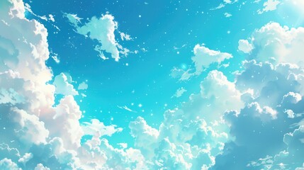 Aufkleber - Cumulus clouds floating in a blue sky