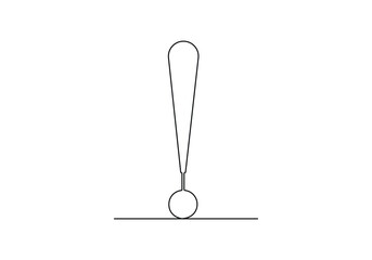 Poster - continuous one line drawing of exclamation mark vector illustration