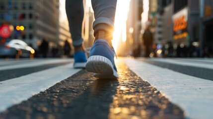 Wall Mural - Runner's legs. Selective focus background and copy space