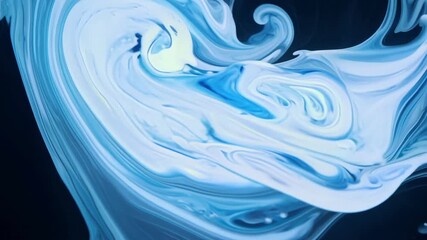 Poster - colorful blue and white swirls merge smoothly on a dark background, creating an enchanting flow that