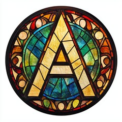 Poster - Colorful Stained Glass Artwork with Geometric Shapes and Letter A