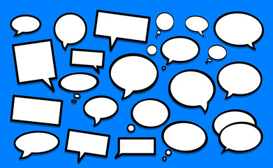 Poster - simple pop speech bubble set, line width compound shape/editable speech bubbles, vector design