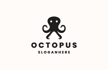 Wall Mural - octopus logo design vector silhouette illustration icon style