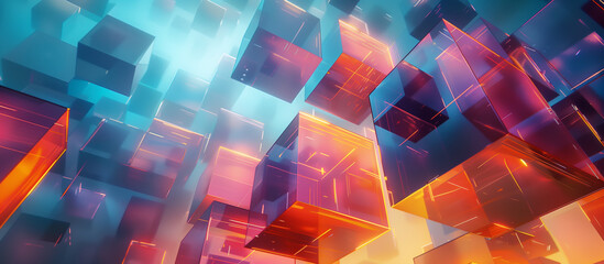 Canvas Print - Futuristic business gradient background with abstract modern cubes