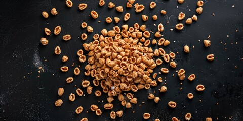 Wall Mural - A simple breakfast cereal pile sits on a table, ready for consumption