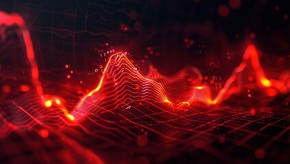 Poster - Dynamic Red and Black Abstract Background with Data Line Modern Concept for Technology, Business, and Innovation