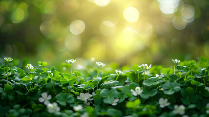 Nature background with Clover leaves with copy space for text