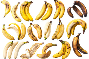 Wall Mural - Ripe yellow bananas isolated on white, perfect healthy snack