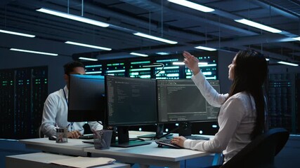 Poster - engineer using augmented reality tech in data center, installing software, troubleshooting issues. i
