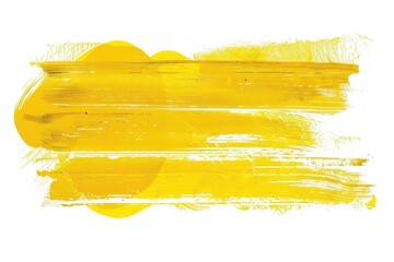 Wall Mural - A single yellow paint brush stroke on a white background