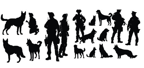 Silhouette of a soldier, Black soldier silhouette icon set, Army special forces silhouette collection, Armies silhouette on a white background, Silhouettes of USA Army